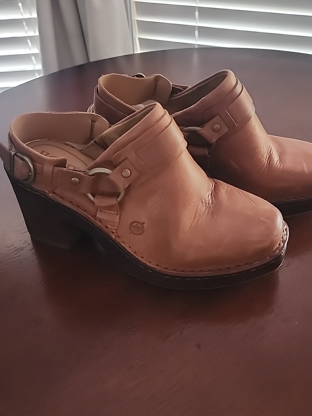Born Tan Leather Slingback Clog Mules - Picture 3 of 7